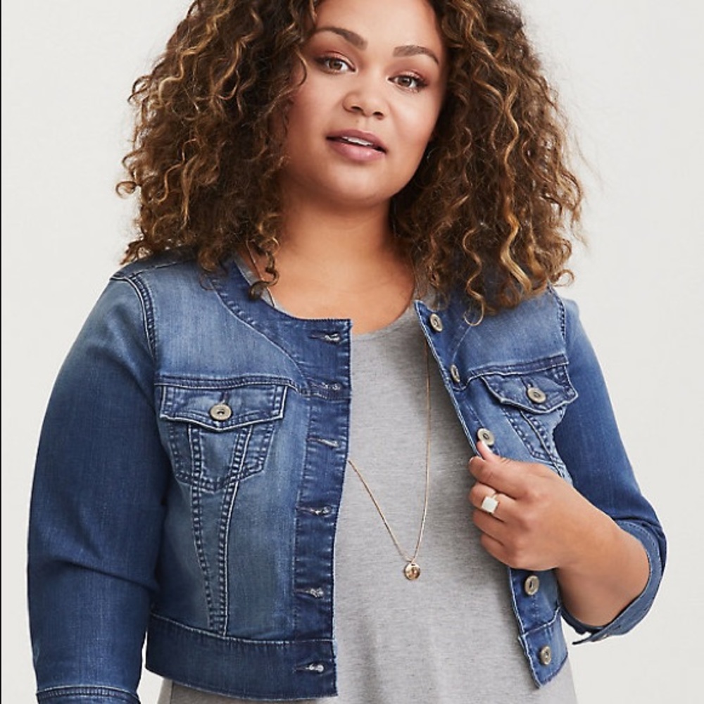 Torrid Collarless Denim Jacket